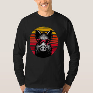 Wild Boar Retro Sunset Animal Zonnebril 7 T-shirt
