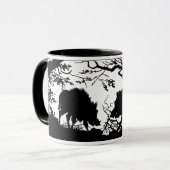 Wild Boar Rooking in the Forest - German Silhouett Mok (Voorkant links)