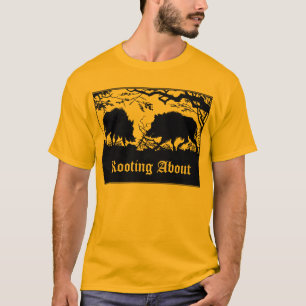 Wild Boar Rooking Old German Design Front & Back T-shirt