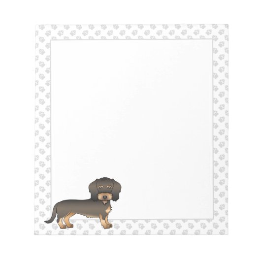 Wild Boar Wire Haire Dachshund Cartoon Dog & Paws Notitieblok (Voorkant)