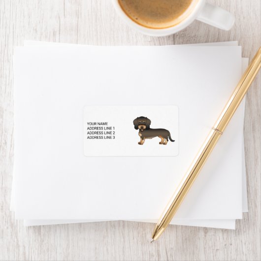 Wild Boar Wire Haire Dachshund Cartoon Dog & Text Etiket (Insitu)