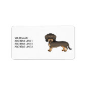 Wild Boar Wire Haire Dachshund Cartoon Dog & Text Etiket (Voorkant)