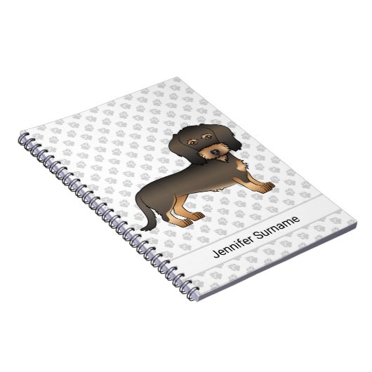 Wild Boar Wire Haire Dachshund Cartoon Dog & Text Notitieboek (Rechterzijde)