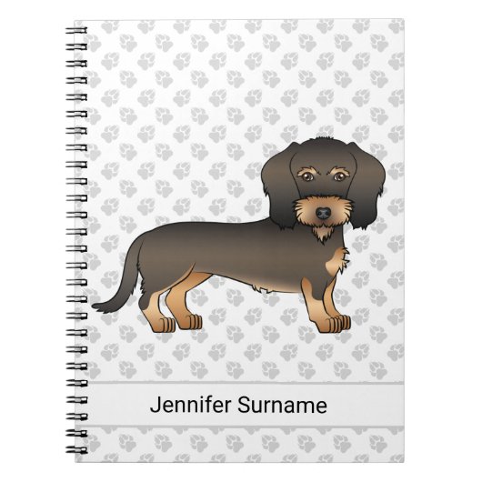 Wild Boar Wire Haire Dachshund Cartoon Dog & Text Notitieboek (Voorkant)