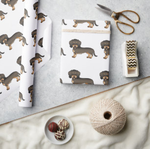 Wild Boar Wire Haire Dachshund Cute Dog Patroon Cadeaupapier