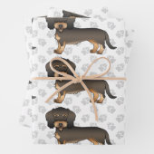 Wild Boar Wire Haire Dachshund Dog Pattern & Paws Inpakpapier Vel (In situ)