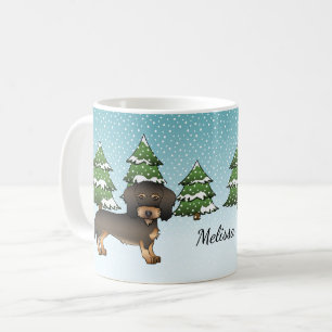 Wild Boar Wire Hazard Dachshund Dog Winter Forest Koffiemok
