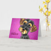 Wild Boar Wirehaered Dachshund Birthday Custom Kaart (Gele Bloem)