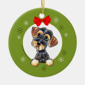 Wild Boar Wirehaered Dachshund Kerstmis Classic Keramisch Ornament (Voorkant)