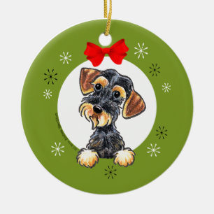 Wild Boar Wirehaered Dachshund Kerstmis Classic Keramisch Ornament