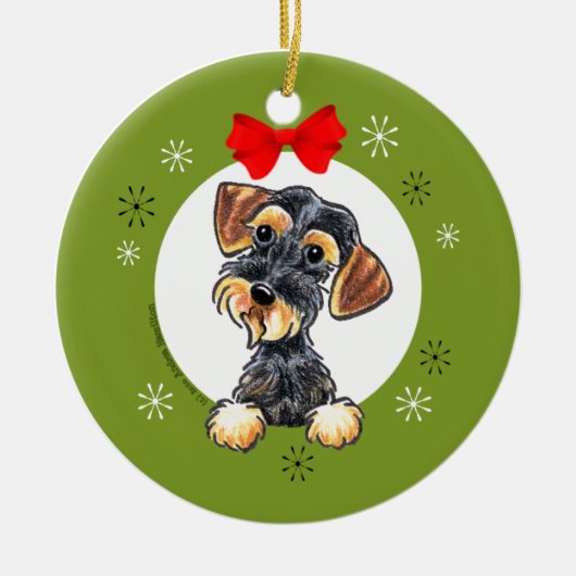 Wild Boar Wirehaered Dachshund Kerstmis Classic Keramisch Ornament (Voorkant)