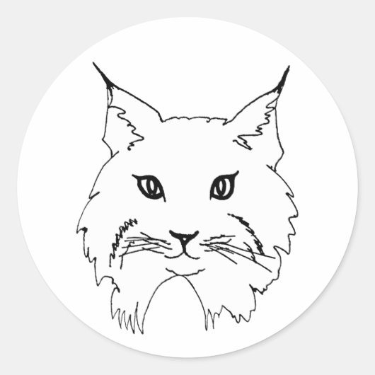 Wild Bobcat Face Line Art Illustratie Ronde Sticker (Voorkant)