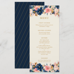 Wild Boeket Marine & Blush Huwelijksmenu