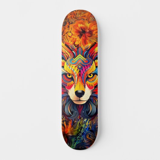 Wild Boho Fox Abstract Art Skateboard Deck (Voorkant)