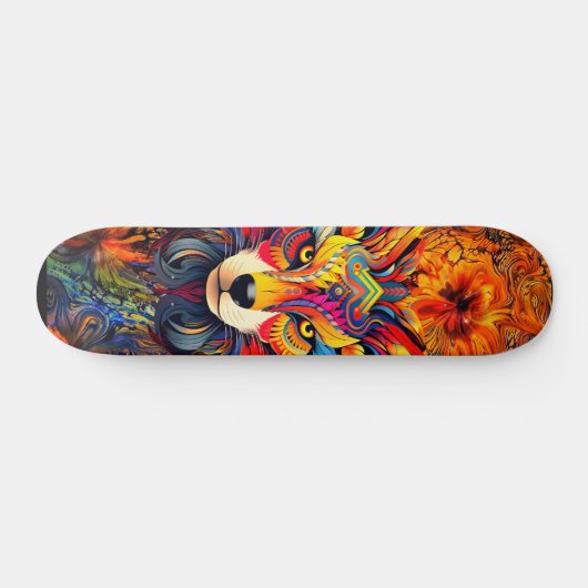 Wild Boho Fox Abstract Art Skateboard Deck (Horizontaal)