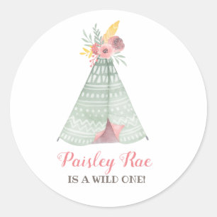 Wild Boho Girl Birthday Party Ronde Sticker