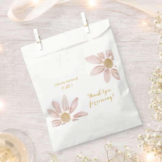 Wild Boho Pink Daisy Baby Verjaardag Bedankzakje (Geknipt)