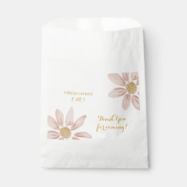 Wild Boho Pink Daisy Baby Verjaardag Bedankzakje