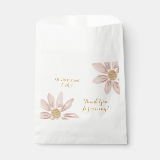Wild Boho Pink Daisy Baby Verjaardag Bedankzakje (Voorkant)