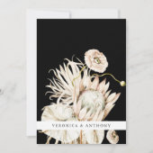 Wild Boho Protea Pampas Grass Black Weduwfoto Kaart (Voorkant)