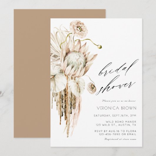 Wild Boho Protea Pampas Grass Floral Vrijgezellenf Kaart (Voorkant / Achterkant)