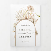 Wild Boho Protea Pampas Grass Floral Wedding Drieluik Uitnodiging (Cover)