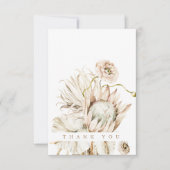 Wild Boho Protea Pampas Grass Floral Wedding Foto Bedankkaart (Voorkant)