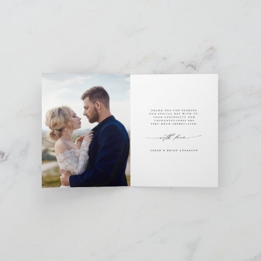 Wild Boho Protea Pampas Grass Floral Wedding Foto Bedankkaart (Binnen)