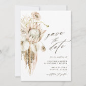 Wild Boho Protea Pampas Grass Floral Wedding Foto Save The Date (Voorkant)