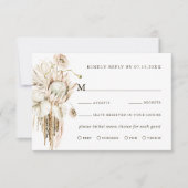 Wild Boho Protea Pampas Grass Floral Wedding RSVP Kaartje (Voorkant)