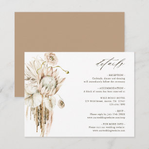 Wild Boho Protea Pampas Grass Wedding Details Informatiekaartje