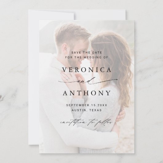 Wild Boho Protea Pampas Grass Wedding Faded Foto Save The Date (Achterkant)