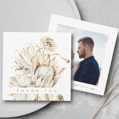 Wild Boho Protea Pampas Grass Wedding Square Foto Bedankkaart