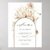 Wild Boho Protea Pampas Grass Wedding Welkom Poster (Voorkant)