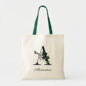 Wild Botanic Greenery Letter A Monogram Tote Bag (Voorkant)