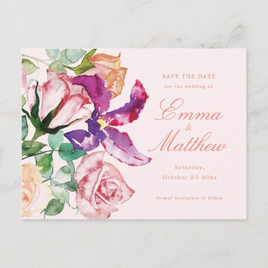 Wild Botanical Maximalism Wedding Save the Date Briefkaart (Voorkant)
