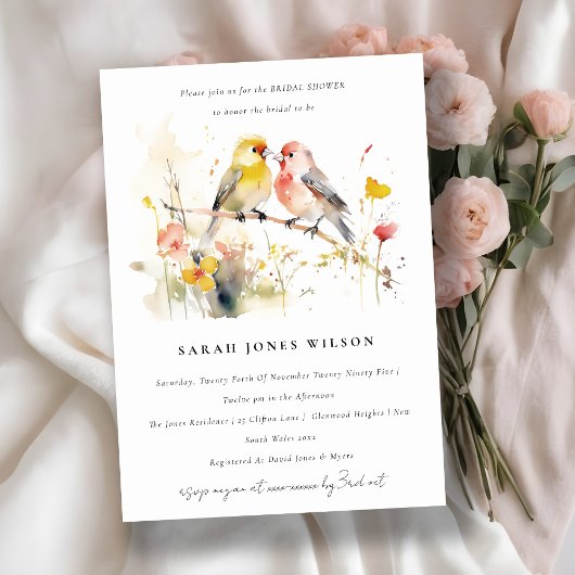 Wild Botanical Waterverf Tortelduifjes Vrijgezelle Kaart