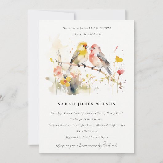 Wild Botanical Waterverf Tortelduifjes Vrijgezelle Kaart (Voorkant)