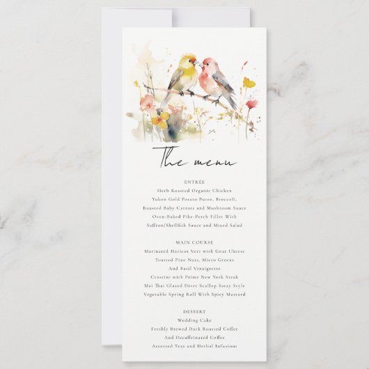 Wild Botanical Waterverf Tortelduifjes Wedding Men Kaart (Voorkant)
