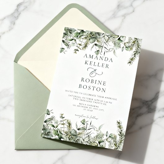 Wild Botanical Wedding Invitation Kaart