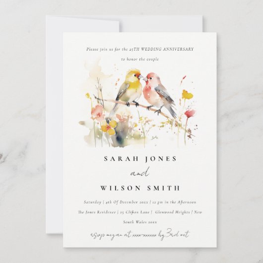 Wild Botanische Tortelduifjes Wedding Jubileum Kaart (Voorkant)