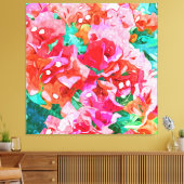 Wild Bougainvillea, Bloom Summer Floral Bohemian Canvas Afdruk (Insitu (Woonkamer))