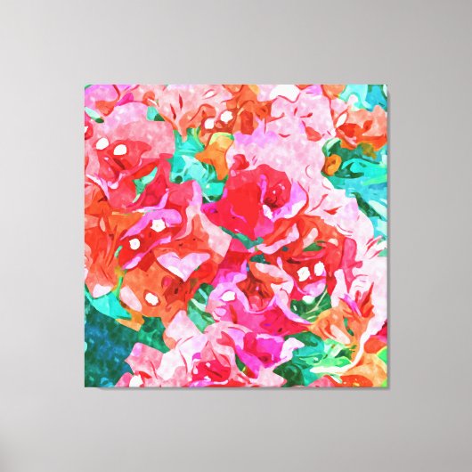 Wild Bougainvillea, Bloom Summer Floral Bohemian Canvas Afdruk (Voorkant)