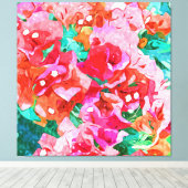 Wild Bougainvillea, Bloom Summer Floral Bohemian Canvas Afdruk (Insitu (Houten vloer))