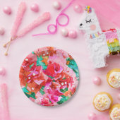 Wild Bougainvillea, Bloom Summer Floral Bohemian Papieren Bordje (Feest)