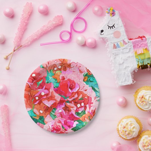 Wild Bougainvillea, Bloom Summer Floral Bohemian Papieren Bordje (Feest)