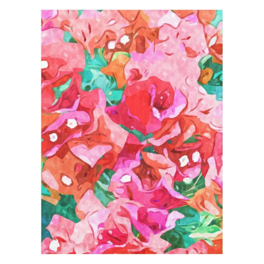 Wild Bougainvillea, Bloom Summer Floral Bohemian Tafelkleed (Voorkant)