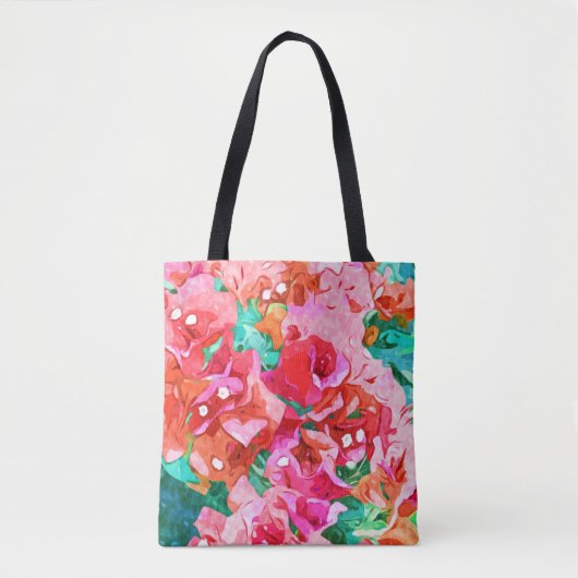 Wild Bougainvillea, Bloom Summer Floral Bohemian Tote Bag (Voorkant)