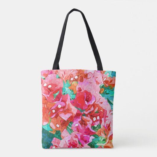 Wild Bougainvillea, Bloom Summer Floral Bohemian Tote Bag (Achterkant)