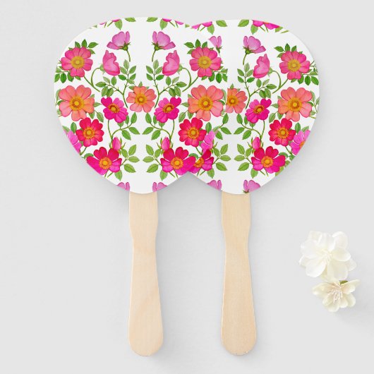 Wild Briar Roos Wedding Paddle Hand Fan Handwaaier (Voorkant en achterkant)